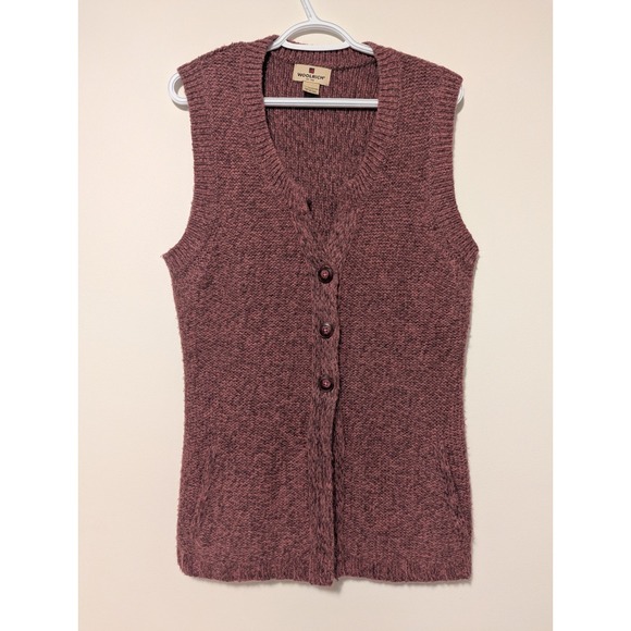 Woolrich Sweaters - Woolrich Women's Size Medium Pink Gray Wool Blend Knit Button Up Sweater‎ Vest